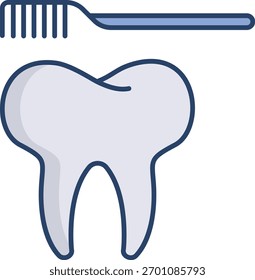 Diseño de icono de color lineal de diente de cepillo