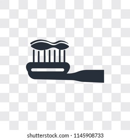 Brush with tooth paste vector icon isolated on transparent background, Brush with tooth paste logo concept