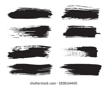 Brush Touch. Gray Ink Stain Vector. Black Brush Curve Stroke. Watercolor Swatch. Grey Lines Grunge. Dark Vector Illustrator Brush.