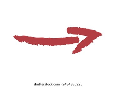 Brush tracing red arrow on white background.