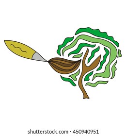 Brush and tree. Vector illustration.