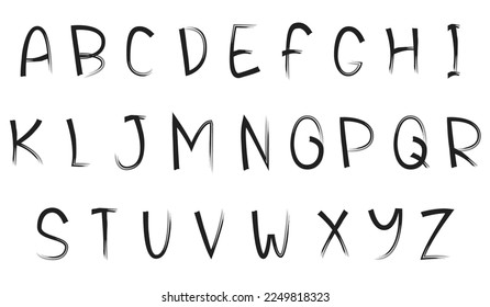 Brush typography, Abstract digital alphabet font. Creative vector illustration
