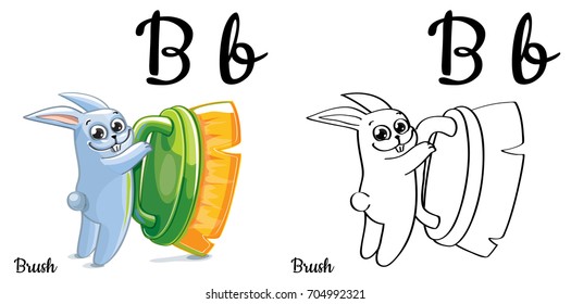 Brush. Vector alphabet letter B, coloring page