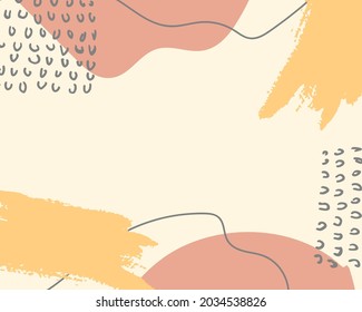 Brush Vector Collage Background. Beauty and Fashion Company Branding Design Style. Creative Business Concept Pastel Color.