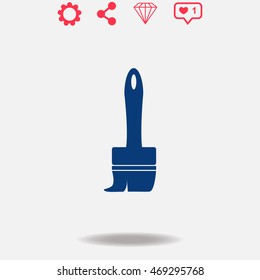 Brush vector icon on grey background.