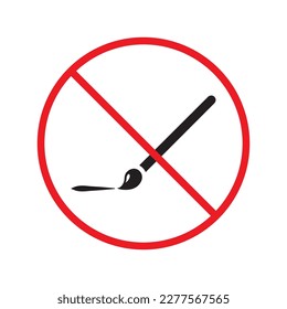 Brush vector icon. Tassel flat sign design. EPS 10 paint brush symbol pictogram. Forbidden Prohibited Warning, caution, attention, restriction label danger ban