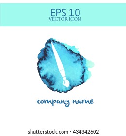 brush vector icon.watercolor