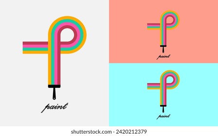 vector de pincel Logo de pintura de color moderno
