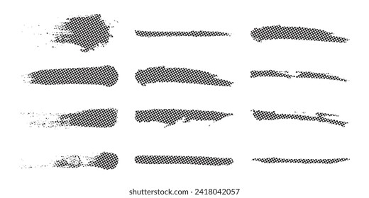 Brush vector set. Black lines and spots on a white background