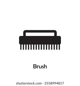 Brush vector simple icon isolated on white background in silhouette style. Bathroom accessories. Icon for web design, tag, label.