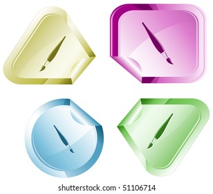 Brush. Vector sticker.