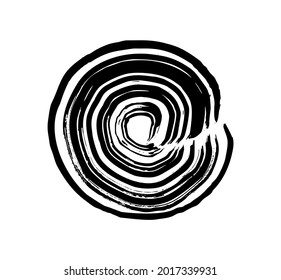 Brush vector stroke circle texture in black. Isolated on white abstract background. Design element of t-shirt, home textiles, wrapping paper, children textiles.