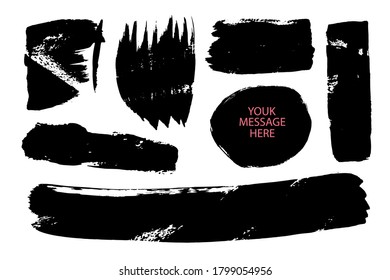 Brush vector.Stripes of grunge paint.Curved brushstroke with a dry brush.Banner, form, logo, icon, label, sticker, and icon set.Empty design elements.