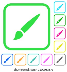 Brush vivid colored flat icons in curved borders on white background