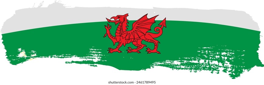 Pinsel Wales Flagge , Vektorillustration auf weißem Hintergrund