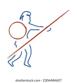 brush warrior on a white background. Vector illustration.