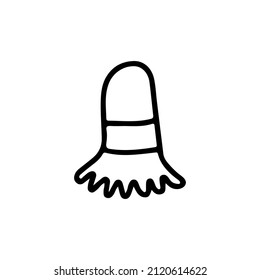 Brush for washing dishes and cleaning surfaces. Cleaning brush. Accessories made of bamboo. Eco-friendly. Black and white hand drawn vector isolated illustration icon doodle