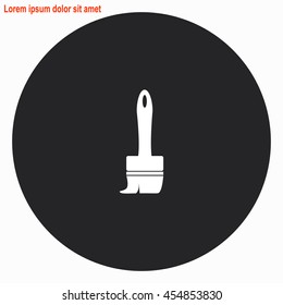 Brush web icon. Gray circle button with white illustration.