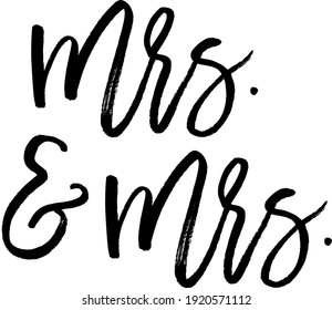 Brush Wedding Text Vector for Mr. and Mrs.