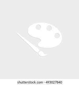 Brush - white vector  icon with shadow