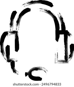 Brush writing business icon headphones with microphone