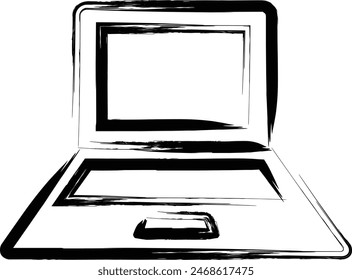 Brush writing business icon laptop