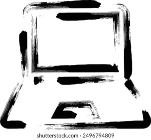 Brush writing business icon laptop