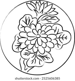 Brush writing circular hanafuda Nagatsuki chrysanthemum September chrysanthemum dregs
