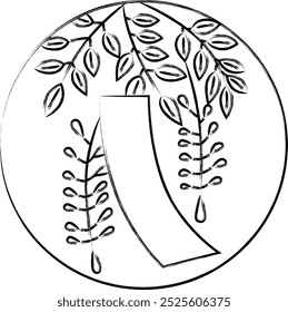 Cepillo de escritura circular hanafuda Uzuki wisteria rojo corto Abril wisteria rojo corto