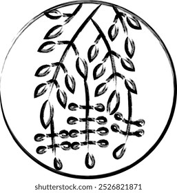 Brush writing circular mini hanafuda Uzuki wisteria April wisteria scum