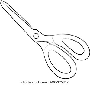 Herramienta de coser de escritura de pincel tijeras de corte de tela de icono de un solo artículo