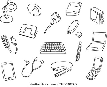 Brush writing wallpaper illustration of business supplies