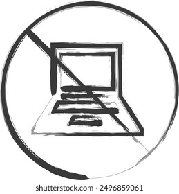 Brush written cautionary illustration laptop