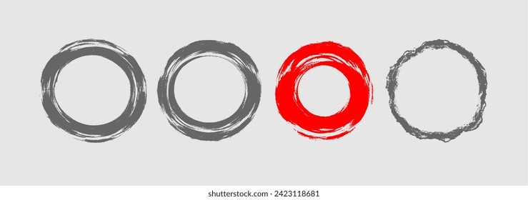 Brush written circle, Japanese style material, design element, analog touch, ink written line