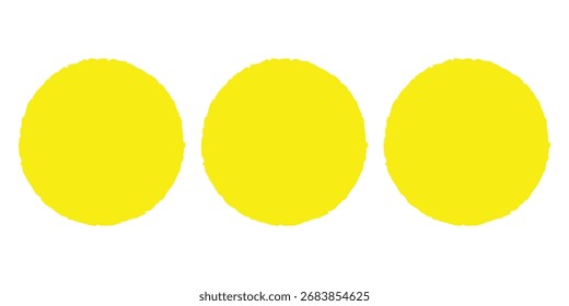 Vector Marco circular de trazo amarillo del pincel, círculo amarillo dibujado a mano del efecto áspero de la textura del garabato, sello del crayón del grunge