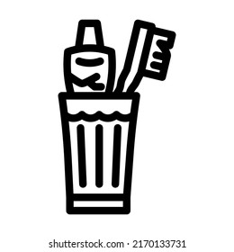 cepille el vector de icono de línea de dientes. cepille el signo de los dientes. símbolo de contorno aislado ilustración negra