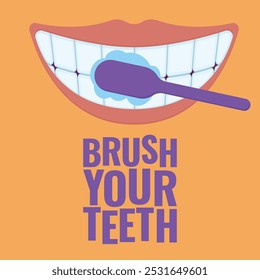 Brush Your Teeth Vector Illustration. brushing teeth sign vector. dental hygiene vector