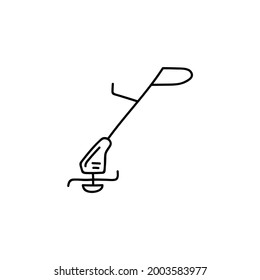 Brushcutter icon in flat black line style, isolated on white background 