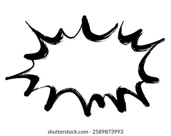 Brush-drawn explosion, burst, spiky speech bubble
