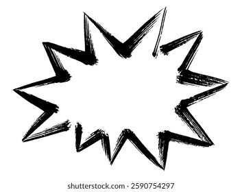 Brush-drawn explosion, burst, spiky speech bubble
