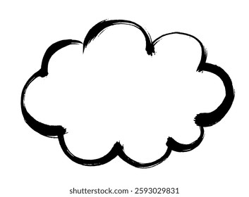 Brush-drawn fluffy, cloud-shaped speech bubble
