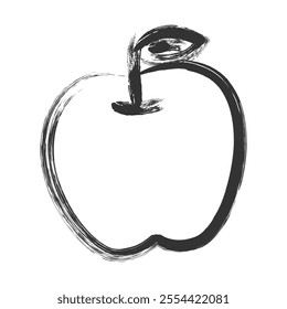 Brush-drawn fruit single icon apple