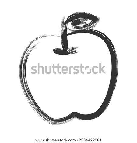 Brush-drawn fruit single icon apple
