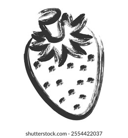 Brush-drawn fruit single icon strawberry