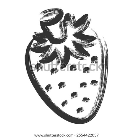 Brush-drawn fruit single icon strawberry