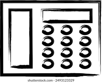 Brush-drawn home appliance illustration landline phone