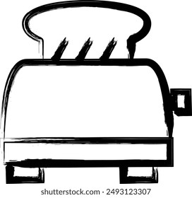 Brush-drawn home appliance illustration pop-up oven