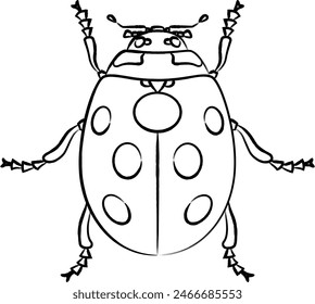 Brush-drawn insect single icon ladybug