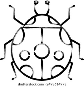 Brush-drawn insect single icon ladybug