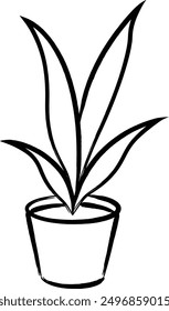 Brush-drawn interior illustration foliage plants